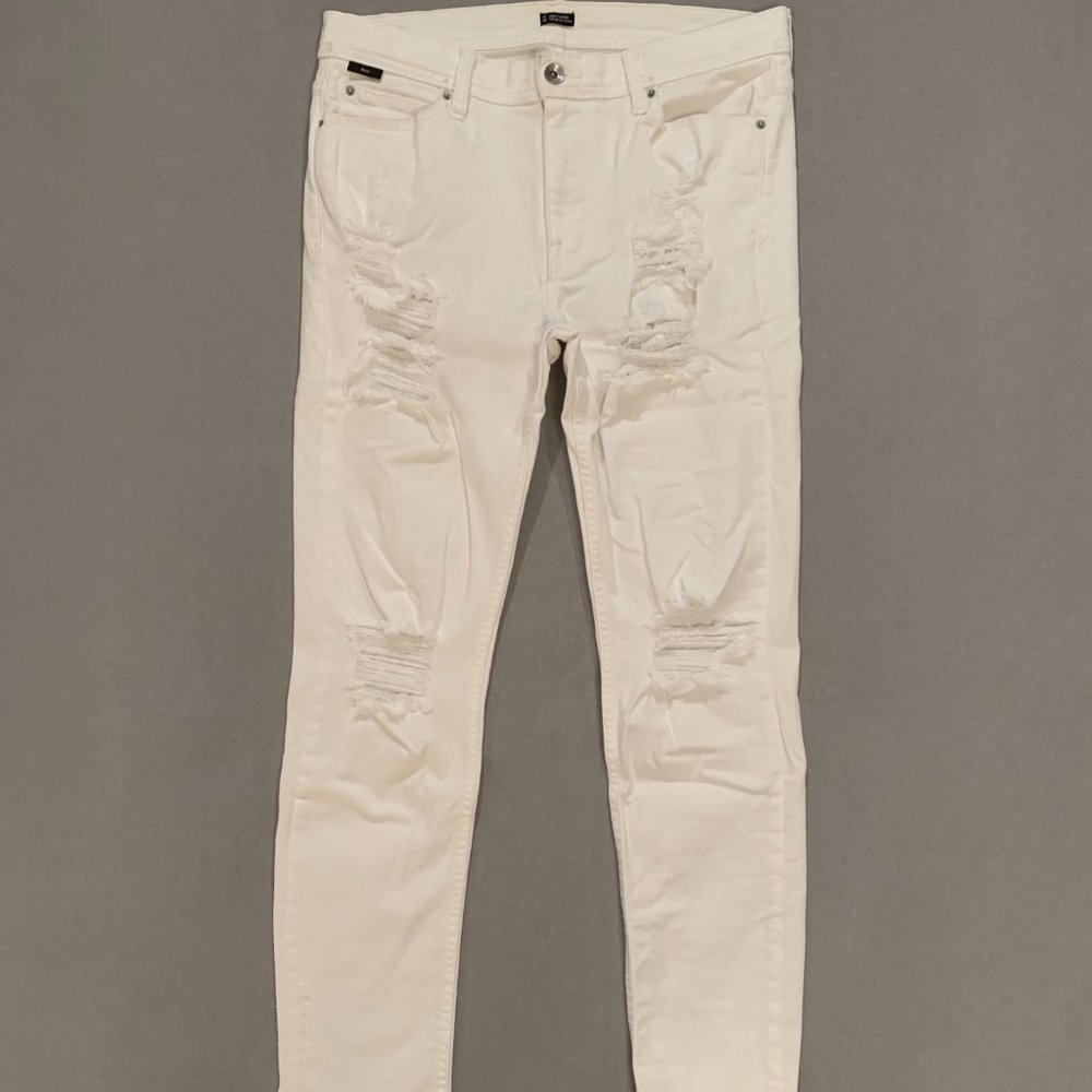 UO Urban Outfitters BDG Skinny Jeans Distressed Torn Ripped White 32/30